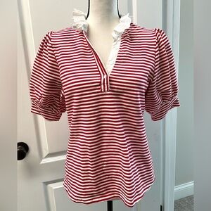 Umgee Red and White Striped Top Medium